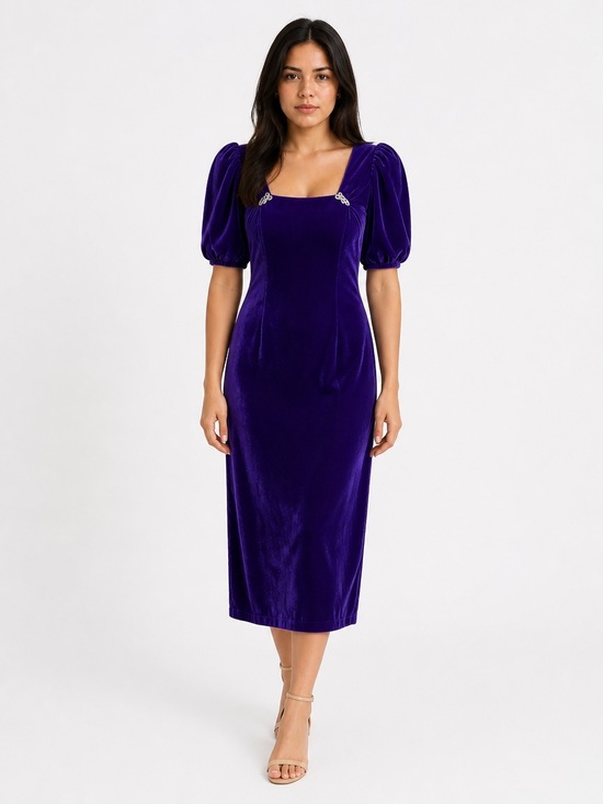 Cachet by Bari Protas Dresses & Skirts - Cachet By Bari Protas Vintage Velvet Dress Purple With Shoulder Pads